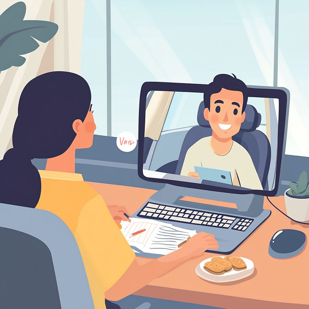 Remote user research interview illustration